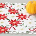 thumbnail image 3 of OurWarm Manteles de mesa bordados navideños con hojas de acebo y Pascua para decoraciones navideñas, 15 "X 69", 3 of 5