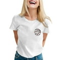 thumbnail image 4 of WeikingpWomen Baseball Shirt Printed T Shirts Women Daily Casual Printed Short Sleeve O Neck T Shirt Tops Tshirts Shirts for Women White L Clearance！, 4 of 6
