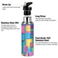 thumbnail image 3 of Yayeee 20oz Insulated Water Bottle Double Wall Stainless Steel with Flip Straw Lid, Colorful Geometric Pattern, 3 of 7