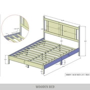 Castle Place Rattan Queen Wooden Platform Bed, Walnut