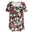 thumbnail image 4 of DeHolifer T Shirt for Women Loose Square Neck Short Sleeve Floral Print T Shirt Plus Size Blouse Hot Pink 3XL, 4 of 4