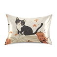 thumbnail image 7 of Yayeee Pillowcase Standard Size Set of 2 Satin Wrinkle Resistant Pillow Case, Gray Cartoon Halloween Cat, 7 of 7