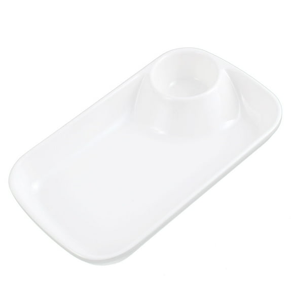 Uxcell Kitchen Rectangle 2 Slots Food Soy Mini Dish Plate 4 Inch Width White