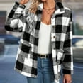 thumbnail image 5 of 2023 Plush Coat for Women Womens Fleece Jacket Classic Plaid Print Button up Lapel Fuzzy Furry Coat Long Sleeve Fluffy Flannel Outerwear with Pocket Winter Plush Coat, 5 of 6