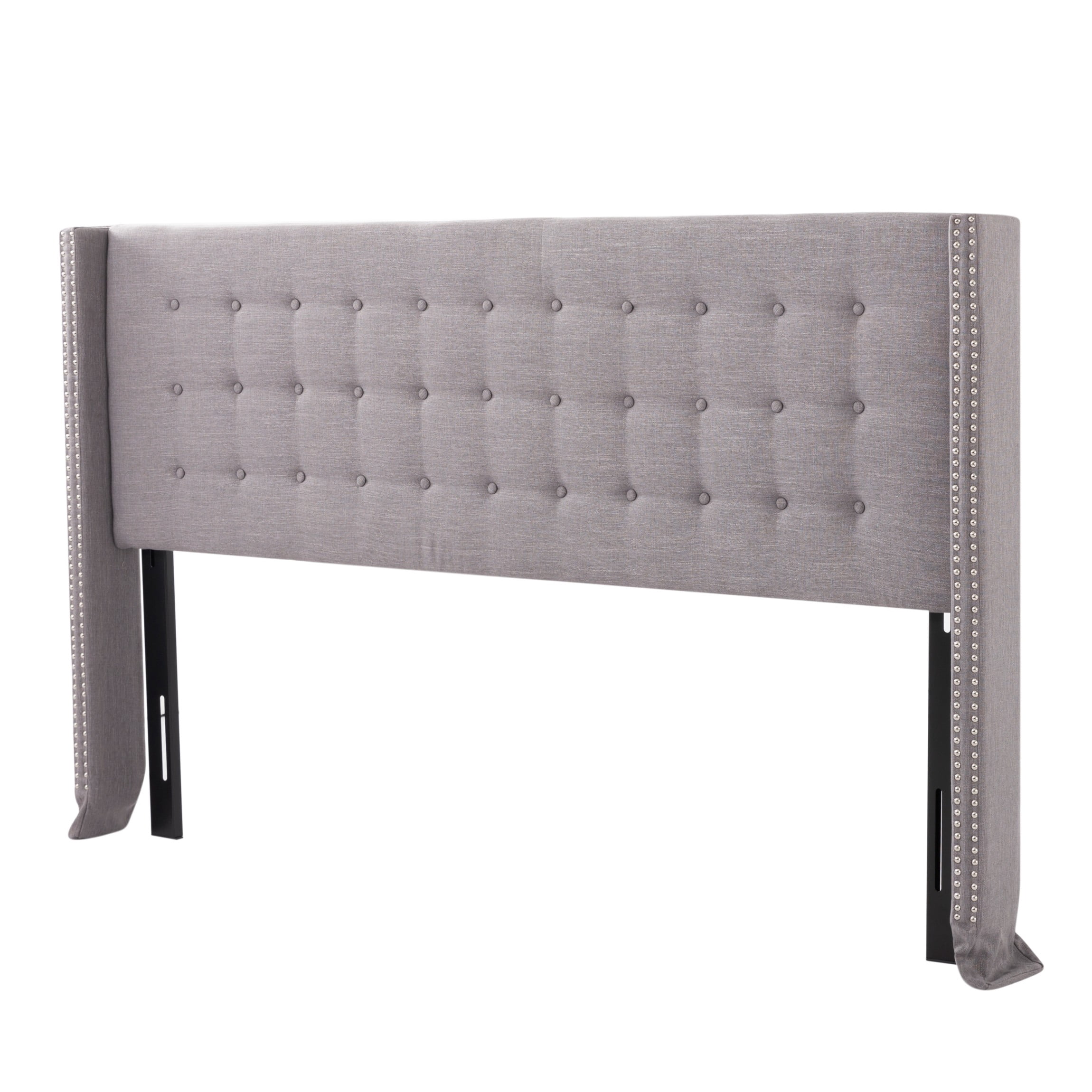 BSHTI Upholstered Headboard for King Bed, Linen Fabric,Tufted Button Design for Bedroom, Adjustable Foam Headboard for King Bed, Easy Assembly, Grey