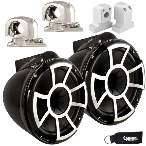 Wet Sounds for Supra FxONE - REV 10 Swivel Clamp Tower Speakers - Black (Pair) w/ Supra FxONE Upper Tower Brackets