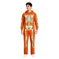 thumbnail image 4 of Unisex Adult Hooded Onesie, Halloween Skeleton Full‑Body Print Long Sleeve Jumpsuit for Men Women Home Loungewear, 4 of 8