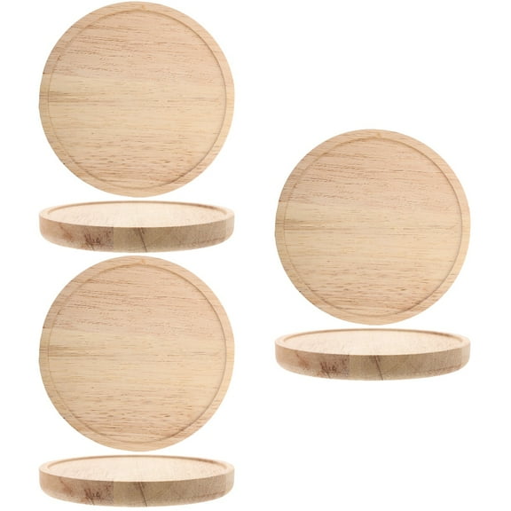 Hemoton 6-Pack Round Wall Mounted Floating Shelves, Small Wooden Display Shelves for Bedroom, Living Room, Office Decor