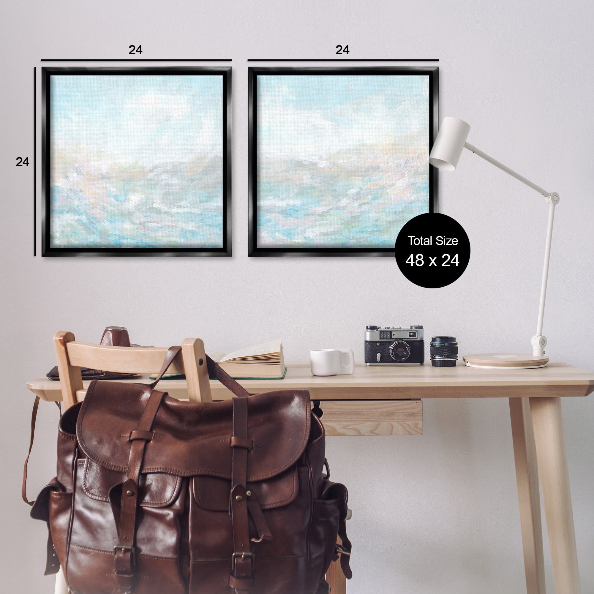 Stupell Industries Abstract Fog Landscape Landscape Painting Black Floater Framed Canvas Art Print Wall Art, 25 x 25, Set of 2