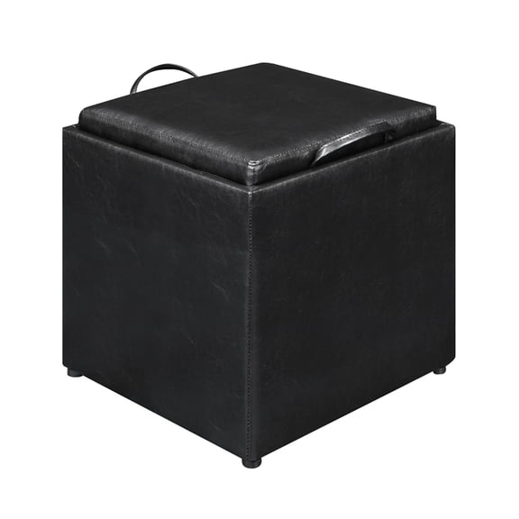 Pemberly Row Single Cube Ottoman in Black