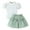 Green, variant on Toddler Girl 2PCS Summer Outfits Puff Short Sleeve Ribbed Knit Tops Mini Skirt Set Cute Girl Clothes (Hot Pink, 6 Years)
