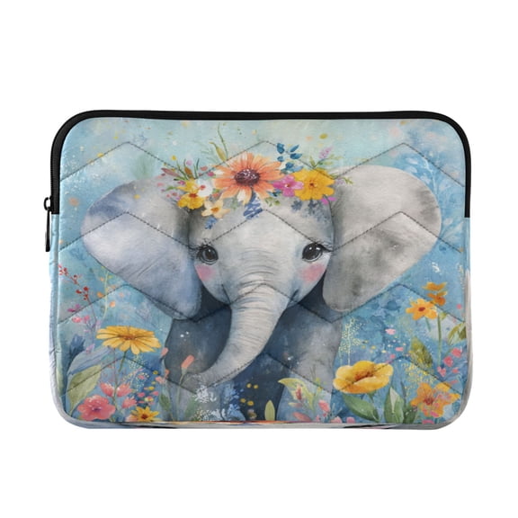 RMDQTR 13in Laptop Bag Briefcases Computer Inner Bags Computer Bags Laptop Sleeves Work Travel School Bag Elephant Wearing Colorful Flowers