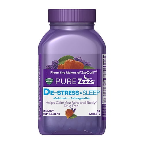 De Stress Sleep Melatonin Sleep Aid tablets by Vicks PURE Zzzs, 48 Ea