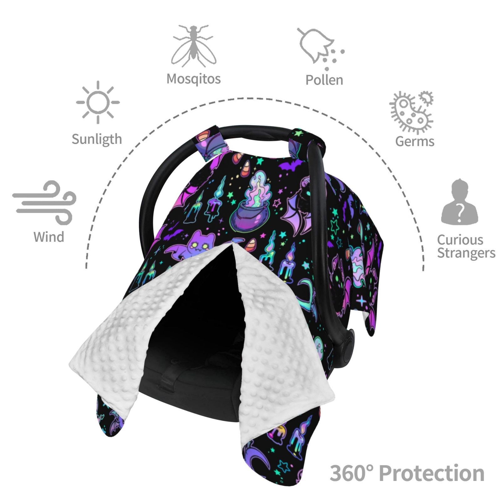 Car Seat Cover Baby - cartoon bat halloween Breathable Infant Car Seat Cover for Baby Carseat, Lightweight Comfort Baby Essentials Must Haves Newborn Stuff for Girl Boy