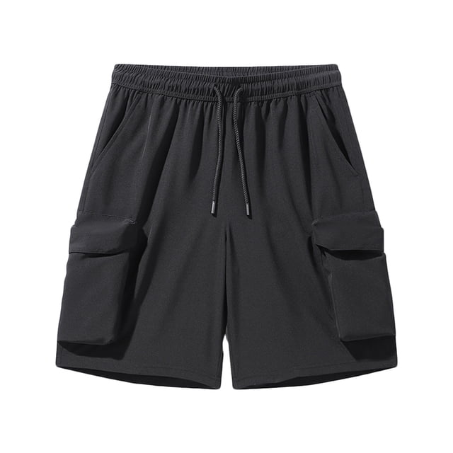pstuiky Pantalones cortos para hombre, Pantalones cortos casuales de moda para hombre, sólidos, con cordón, cintura elástica y múltiples bolsillos Pantalones cortos cargo