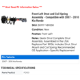 thumbnail image 2 of Front Left Strut and Coil Spring Assembly - Compatible with 2007 - 2010 Kia Rondo 2008 2009, 2 of 2