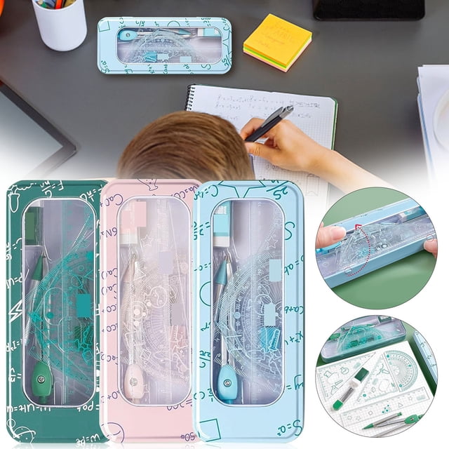 Compasses Set Geometry Tool 8 Pieces Ruler Pencil Set Geometry Protractor Math Drawing Tools School Math Stationery For Boys Girls Set Protractor