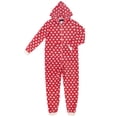 thumbnail image 2 of COUVER Women Hooded Hoodie Fleece Pajama Sleepwear Loungewear, Heart / Coral, M, One-Piece, 2 of 2