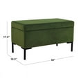 thumbnail image 4 of HomePop Medium Storage Bench with Metal Legs, 32"W x 16.5"D x 17.5"H, Green Velvet, 4 of 12