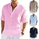thumbnail image 2 of Camisa de lino de manga larga para hombre, camisa informal de algodón y lino, Top S-5xl, nuevo envío gratis, 2 of 5