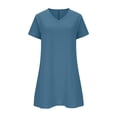 Angala Women Dresses V Neck A Line Midi Dresses Solid Short Sleeve ...