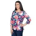 thumbnail image 3 of Alfred Dunner Womens Floral Twist Embroidered Crew Neck Top, 3 of 6