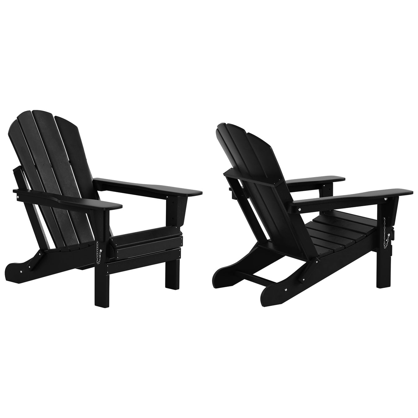 Polytrends  Laguna Hdpe All Weather Outdoor Patio Foldable Adirondack Chairs Conversation Set (3-Piece Set) Black