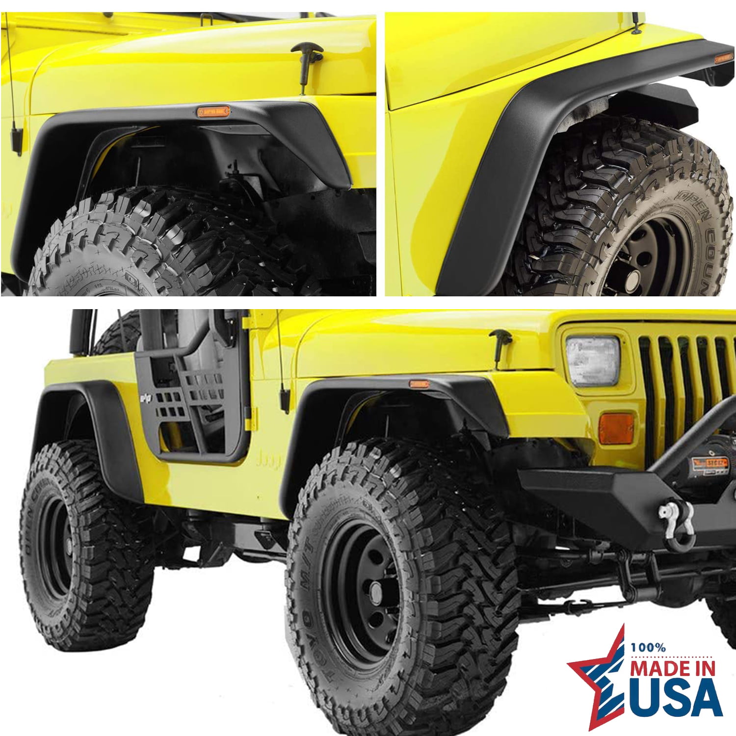 EAG YJ Fender Flares Front and Rear 4PCS with LED Side Light