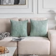 thumbnail image 3 of Spring Pillow Covers 20x20 inch Solid Supersoft Corduroy Stripes Square Throw Pillows for Couch Decor, 50x50cm, 20 x 20 Inch, Iceburg Green, 3 of 7