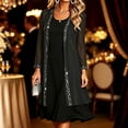 thumbnail image 2 of Cekizud Womens Cardigan Long Sleeve Chiffon Open Front Rhinestone Trim Party Outerwear Tops, S-3XL, 2 of 7