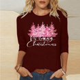 thumbnail image 2 of Kaemgyyd Merry Christmas Shirt for Women Trendy Crewneck Print Pajamas Tee Casual Loose Long Sleeve Cute Tops for Women, 2 of 4