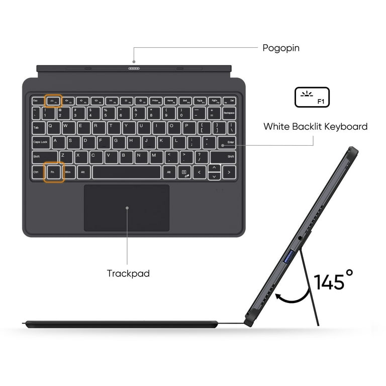 2-in-1 Windows 11 Pro Tablet/Laptop 12GB RAM 256GB SSD,10.1