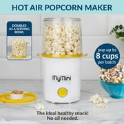 MyMini 8-Cup Hot Air Electric Popcorn Popper and Bowl, 800W, White and Yellow