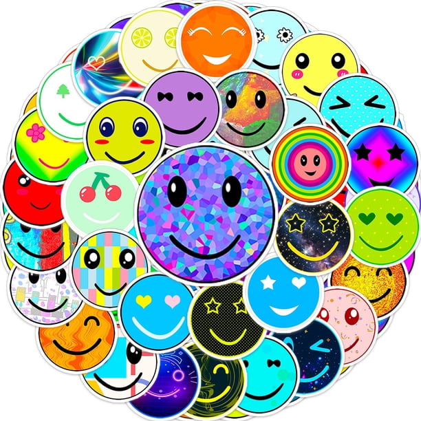 Stickers Kedikamodi 100 piezas impermeables de caritas felices de vinilo