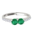 thumbnail image 2 of Aonejewelry 1.10 Ct. Ttw Two Stone Diamond and Emerald Ring In 14k White Gold, 2 of 4