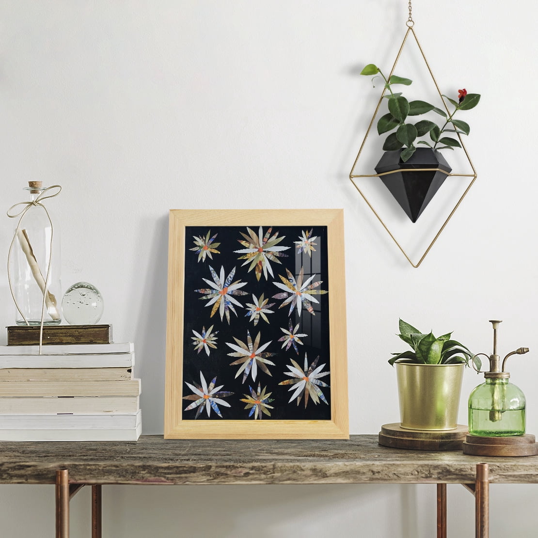 Starburst Too I - Framed Print w/glass - Natural Wood