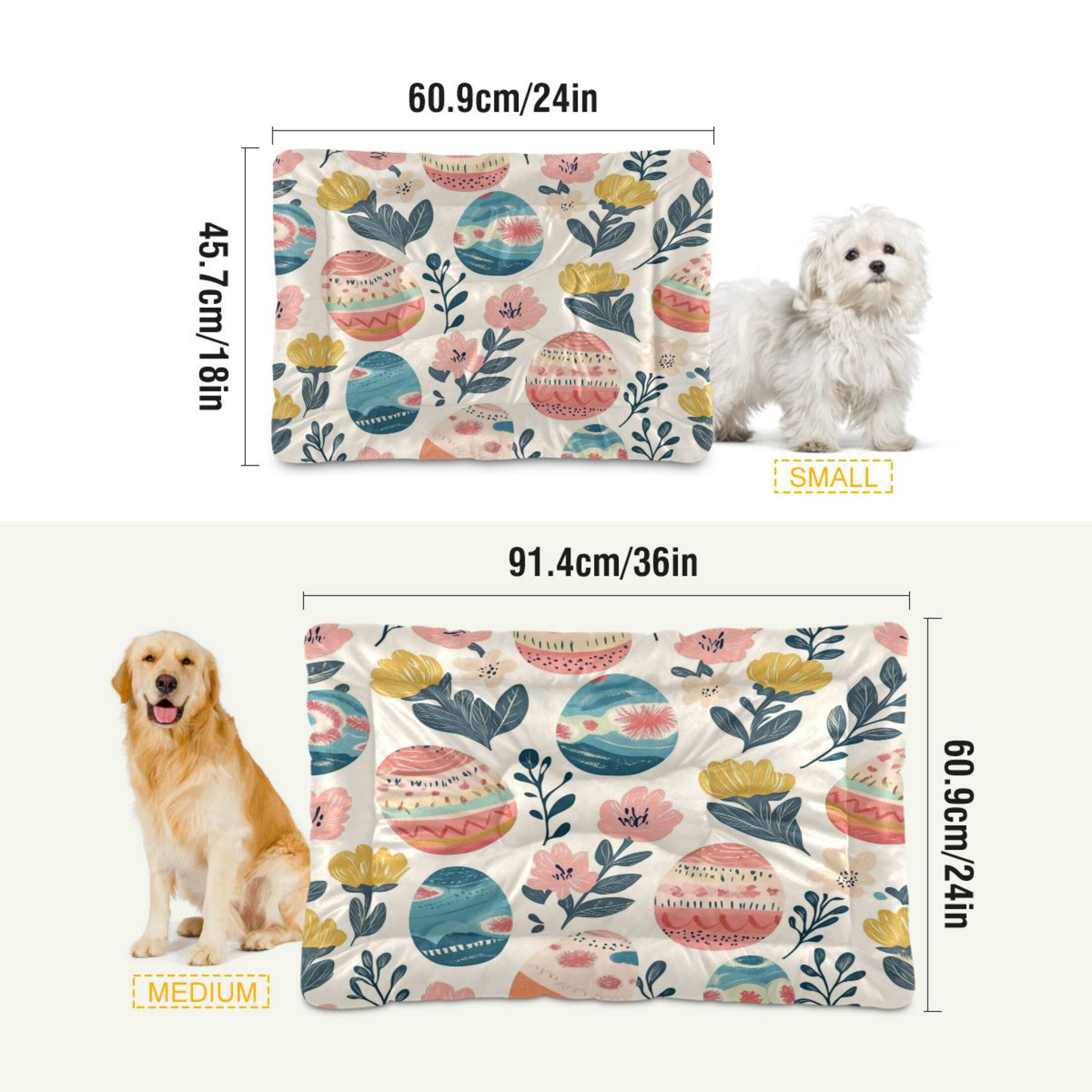 Qxltty Happy Easter Eggs Ped Pad Wear-resistant and Hard to Bite Through Sleeping Pad for Small Medium Large Dogs Winter Pet Bed 36×24in