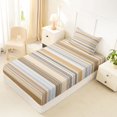 thumbnail image 5 of Castle Fairy Mid Century Horizontal Stripe Twin Sheets 3pcs,Vintage Thin Line Bedding,Tan Beige White,1 Flat Sheet, 1 Fitted Sheet and 1 Pillowcase, 5 of 7