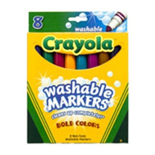 Crayola Washable Markers, Broad Point, Bold Colors, 8/Set