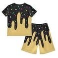 thumbnail image 3 of oqasdz Girls Boys Summer Outfits Ice Cream Print Short Sleeve T Shirt And Shorts 2PCS Set Comfortable Casual For Toddler Kids Size 3 Y-4 Y, 3 of 3