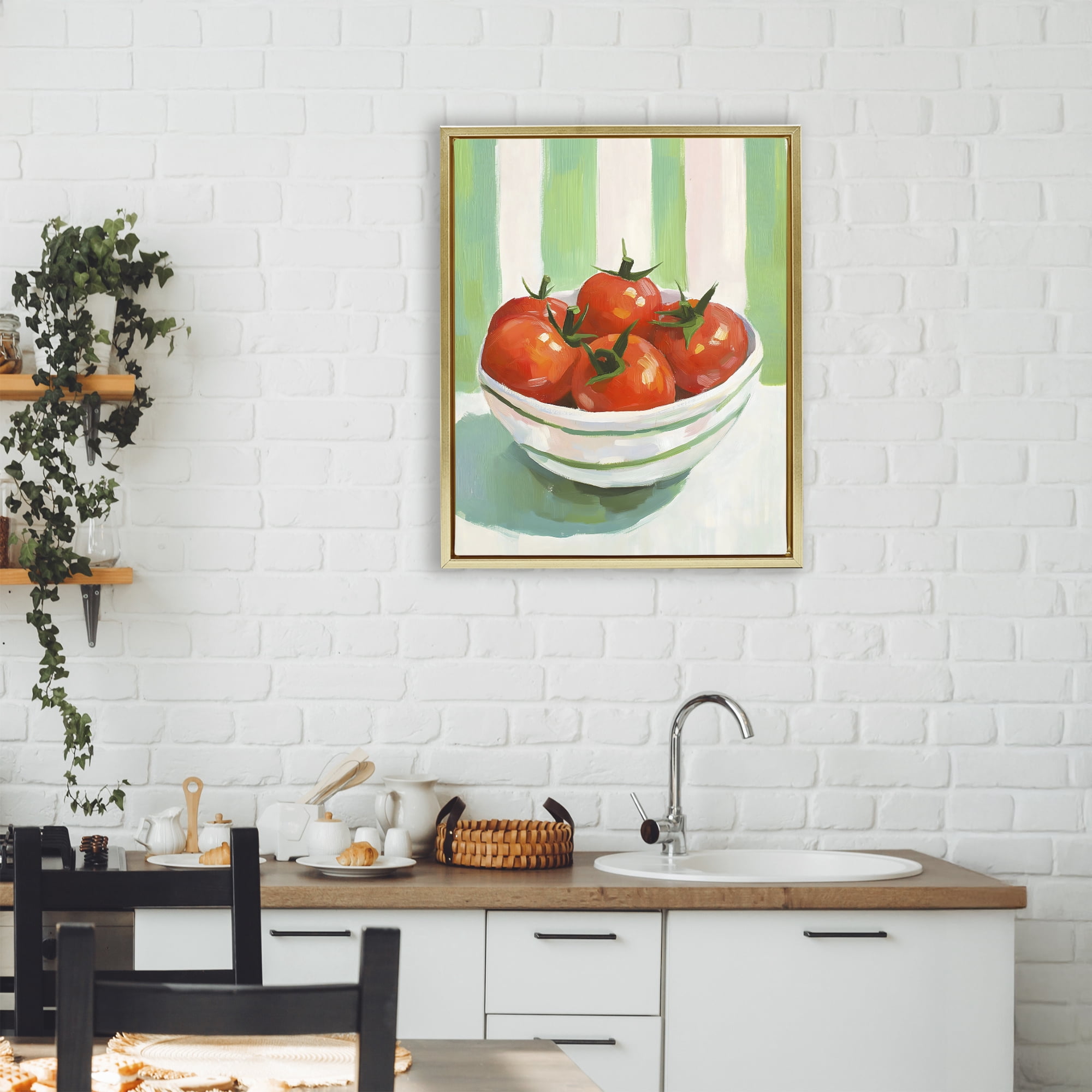 Stupell Industries Bowl of Fresh Tomatoes Gold Framed Floater Canvas Wall Art, design by The Prints Vibe