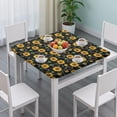 thumbnail image 3 of Black Geometric Sunflower Pattern Square Fitted Tablecloth with Elastic Edge,Square Table Cover,Washable Elastic Table Cover for Home Kitchen Party Decor 34"x34", 3 of 6