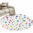 thumbnail image 2 of 3ft Round Rug, Colorful Polka Dot Non-Skid Rubber Backing Large Area Rugs - Living Room Bedroom Home Office, Rainbow Color Polka Dots Abstract Indoor Floor Mat Carpets Washable Rug, 2 of 9