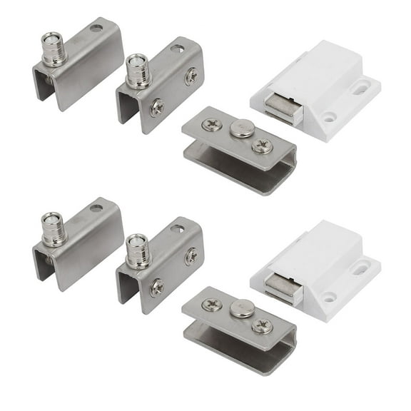 Unique Bargains Furniture Shower Door Pivot Hinges Magnetic Catch Latches Glass Clamps 2 Sets