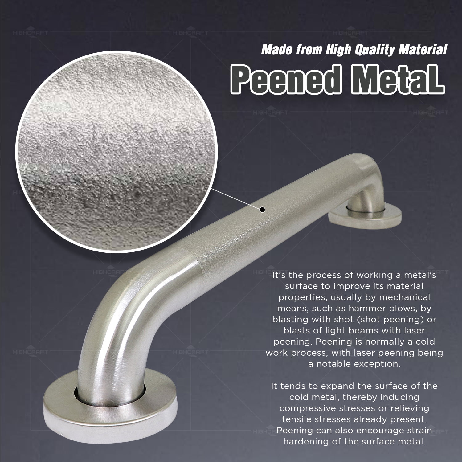 Highcraft Grab Bar for Bathtubs and Showers, Anti Slip Shower Grab Bars for Seniors and Elderly, Safety Bar for Bathroom 24" x 1.5" ADA Compliant Grab Bar, Heavy Duty Stainless Steel Shower Handle