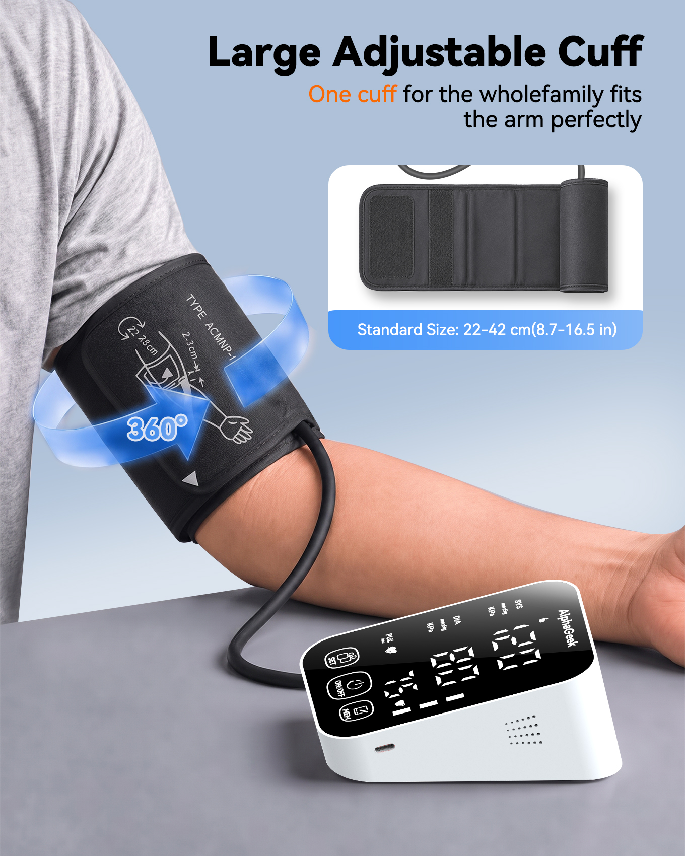 AlphaGeek Upper Arm Blood Pressure Monitor with Voice photo 7