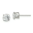 thumbnail image 1 of Boucles d'Oreilles Clous en Argent Sterling 925, Rond, 6 mm, à Pression, Zircone Cubique, Oxydes de Zirconium, 1 of 6