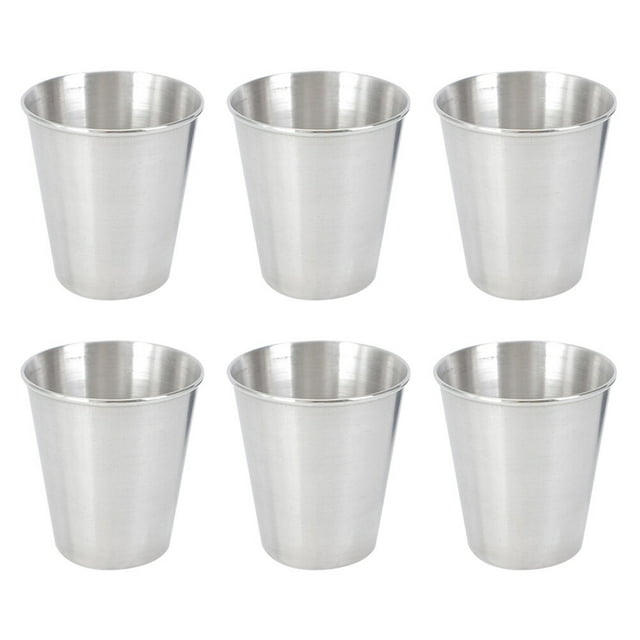 KAKOWELY 6 vasos de acero inoxidable para chupitos de acero inoxidable, vasos duraderos para bebidas espirituosas