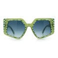thumbnail image 3 of Womens Mod Geometric Pentagon Plastic Retro Oversize Fashion Sunglasses Green - Navy, 3 of 8