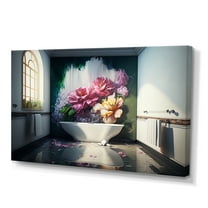 Designart Luxury Bathroom With Blooming Flowers II Canvas Wall Art